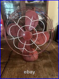 Antique Vintage Electric Fan Oscillating Working Flower / Daisy Decorative Cage