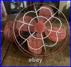 Antique Vintage Electric Fan Oscillating Working Flower / Daisy Decorative Cage