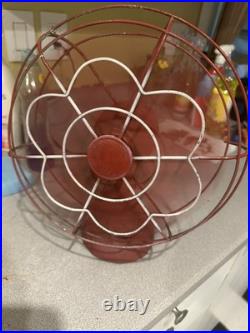 Antique Vintage Electric Fan Oscillating Working Flower / Daisy Decorative Cage