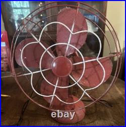 Antique Vintage Electric Fan Oscillating Working Flower / Daisy Decorative Cage