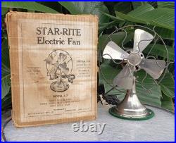 Antique Vintage Electric Fan STAR-RITE NOS in Original Box Works Socket Plug