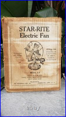 Antique Vintage Electric Fan STAR-RITE NOS in Original Box Works Socket Plug