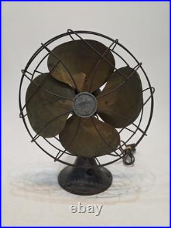 Antique Vintage Emerson 11 Brass Blade Fan Type 6250 F Works Read Description