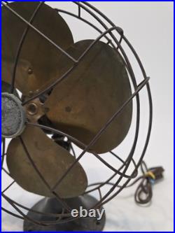 Antique Vintage Emerson 11 Brass Blade Fan Type 6250 F Works Read Description