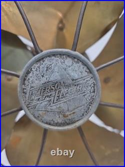 Antique Vintage Emerson 11 Brass Blade Fan Type 6250 F Works Read Description