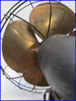 Antique Vintage Emerson 11 Brass Blade Fan Type 6250 F Works Read Description