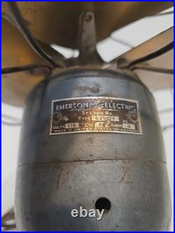 Antique Vintage Emerson 11 Brass Blade Fan Type 6250 F Works Read Description