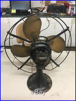 Antique Vintage Emerson 29648 Electric Desk Fan 16 Brass Blades