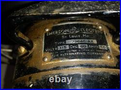 Antique Vintage Emerson Electric 4 Blade 12 Oscillating Fan 79646-AX Works Now