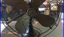 Antique Vintage GE Electric Oscillating Fan Brass Blades 17 Steel Cage Works