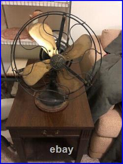 Antique Vintage GE General Electric Fan Black with Brass Blades 13 Works Great