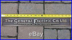 Antique Vintage General Electric Ge Rare Sign Plaque Name Plate Made In England