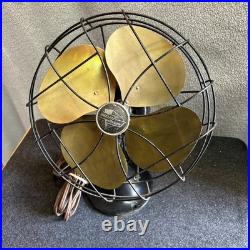 Antique Vintage Oscilating Emerson 11 Brass Blade Fan Type 6250 F-Working
