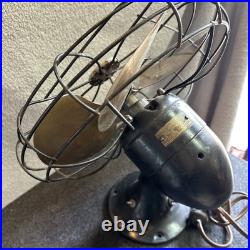 Antique Vintage Oscilating Emerson 11 Brass Blade Fan Type 6250 F-Working