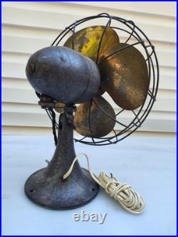 Antique Vintage Oscilating Emerson 11 Brass Blade Fan Type 6250 F-Working