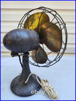 Antique Vintage Oscilating Emerson 11 Brass Blade Fan Type 6250 F-Working