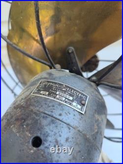 Antique Vintage Oscilating Emerson 11 Brass Blade Fan Type 6250 F-Working
