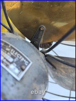 Antique Vintage Oscilating Emerson 11 Brass Blade Fan Type 6250 F-Working