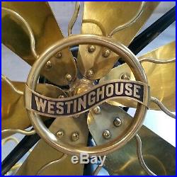 Antique Vintage WESTINGHOUSE ELECTRIC FAN 6 Brass Blades 3 Speeds 13 Cage