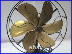 Antique Vtg Emerson Electric Fan 16 Oscillating Brass 6 Blades P-6