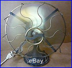 Antique WESTINGHOUSE 12 brass blades and cage fan. Pat'd 1910. 3 speed, works