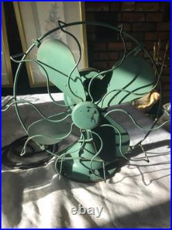 Antique WESTINGHOUSE 315734 A 15 Tall DESK FAN 4 Blade GREEN 3 Speed 15 Pounds