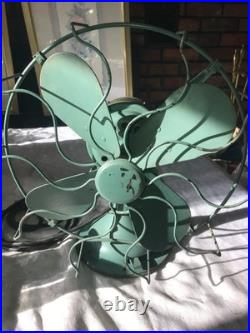 Antique WESTINGHOUSE 315734 A 15 Tall DESK FAN 4 Blade GREEN 3 Speed 15 Pounds