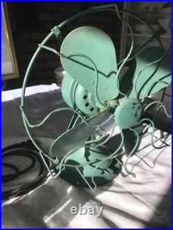Antique WESTINGHOUSE 315734 A 15 Tall DESK FAN 4 Blade GREEN 3 Speed 15 Pounds