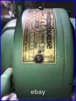 Antique WESTINGHOUSE 315734 A 15 Tall DESK FAN 4 Blade GREEN 3 Speed 15 Pounds