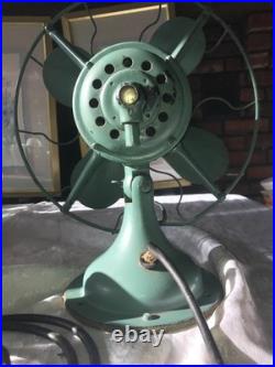 Antique WESTINGHOUSE 315734 A 15 Tall DESK FAN 4 Blade GREEN 3 Speed 15 Pounds