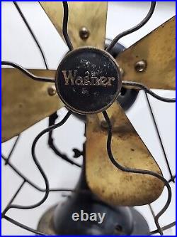 Antique Wagner Brass Blades 13 Fan Model 9260 Oscillating 9160 Electric Wavy