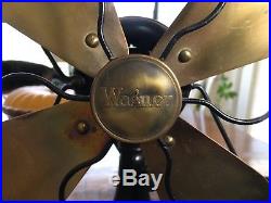 Antique Wagner Oscillating Brass Blades Fan RUNS GREAT! Way Cool! Serial E1