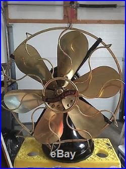 Antique Western Electric Company 6 Blade Brass Fan Cage 2 Speed WORKS