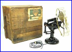 Antique Western Electric Hawthorn Double Lever Osc. Brass Fan & Original Crate
