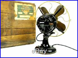 Antique Western Electric Hawthorn Double Lever Osc. Brass Fan & Original Crate