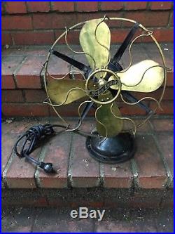 Antique Western Electric Oscillating Fan, Brass blades and Cage Runs Great