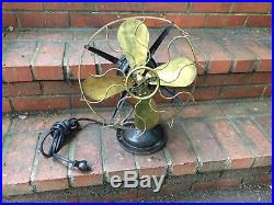Antique Western Electric Oscillating Fan, Brass blades and Cage Runs Great