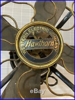 Antique Western electric\Hawthorn brass blade table fan