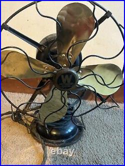Antique Westinghouse Brass 4 Blade 12 3 Speed Electric Fan