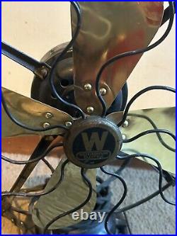 Antique Westinghouse Brass 4 Blade 12 3 Speed Electric Fan
