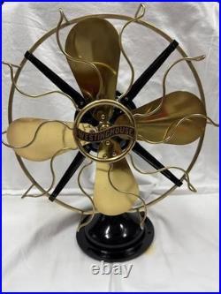 Antique Westinghouse Brass 4 Blade & Cage Desk Top Table Fan-Ready for a Motor