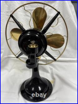 Antique Westinghouse Brass 4 Blade & Cage Desk Top Table Fan-Ready for a Motor