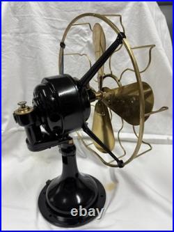 Antique Westinghouse Brass 4 Blade & Cage Desk Top Table Fan-Ready for a Motor