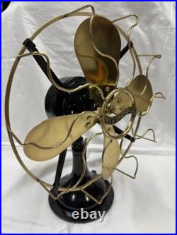 Antique Westinghouse Brass 4 Blade & Cage Desk Top Table Fan-Ready for a Motor