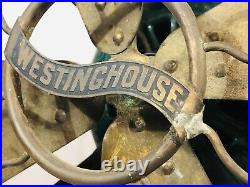 Antique Westinghouse Brass Blade 12 Double Lever Oscillating Electric Fan