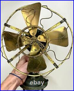 Antique Westinghouse Electric Fan 4 Brass Blade Model 98926a #207347 Untested