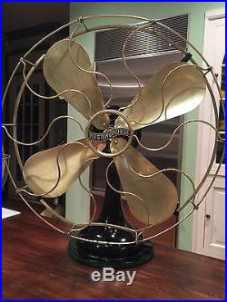 Antique Westinghouse Fan Rare 16 Brass Blade And Cage Ca. 1910 Model 162631