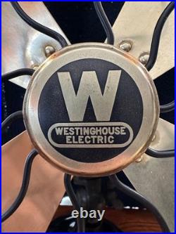 Antique Westinghouse Oscillating Fan withBrass Blades Style 164848G Works Perfect