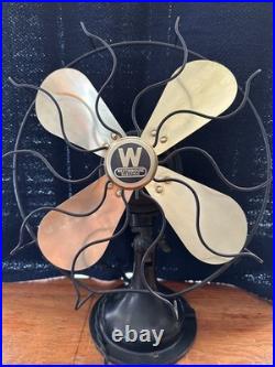 Antique Westinghouse Oscillating Fan withBrass Blades Style 164848G Works Perfect