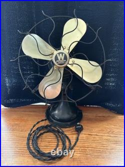 Antique Westinghouse Oscillating Fan withBrass Blades Style 164848G Works Perfect